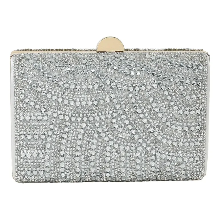 American Glamour Badgley Mischka Crystal Tab Beaded Clutch