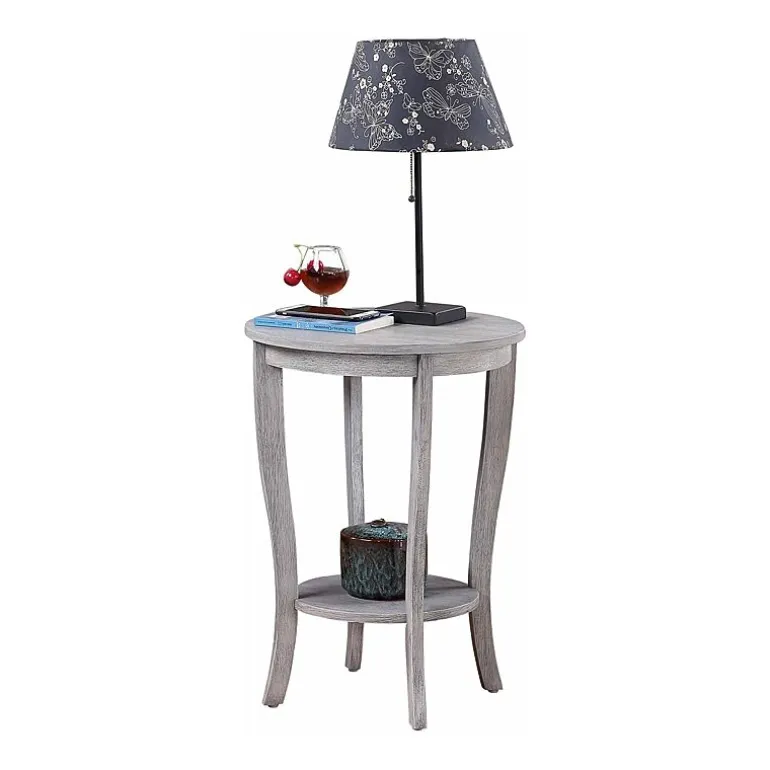 American Heritage Round End Table with Shelf