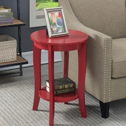 American Heritage Round End Table with Shelf