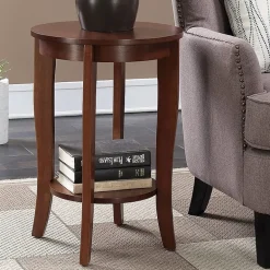 American Heritage Round End Table with Shelf