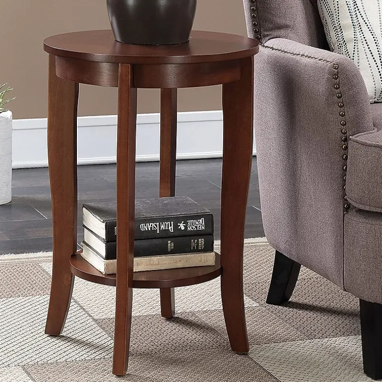 American Heritage Round End Table with Shelf