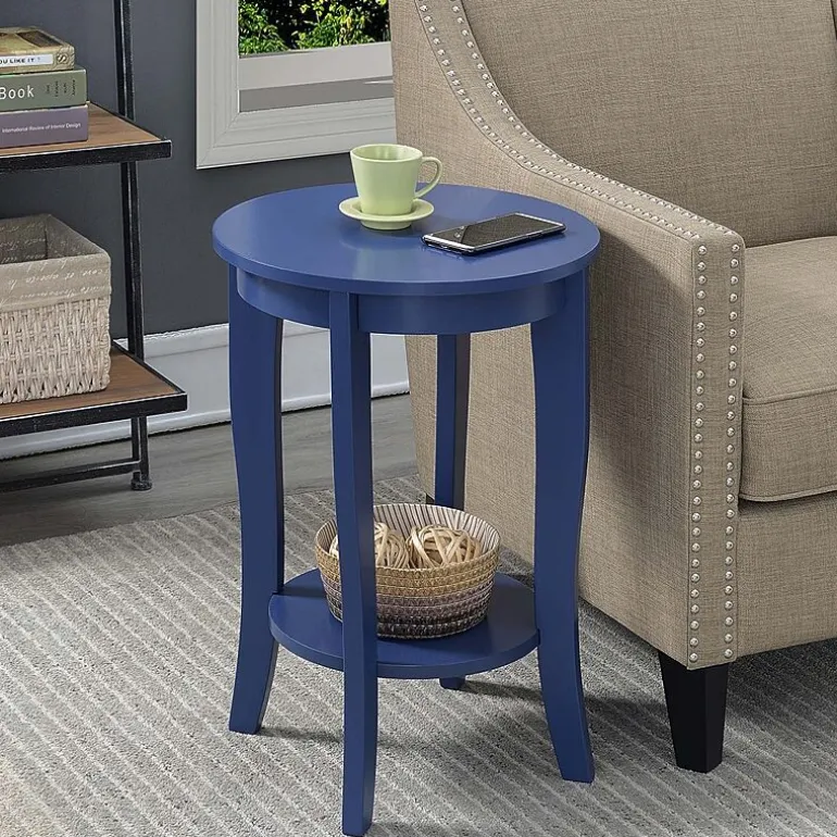 American Heritage Round End Table with Shelf