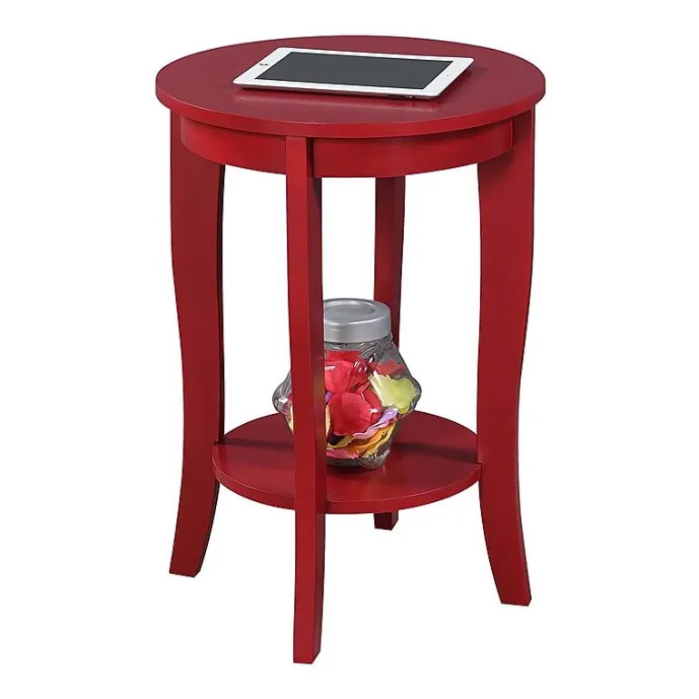 American Heritage Round End Table with Shelf
