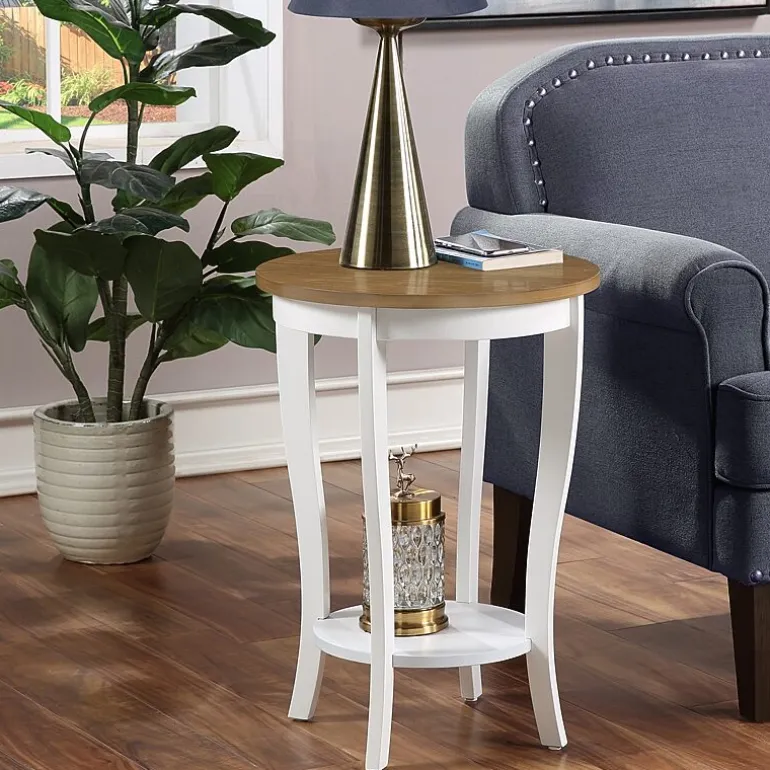 American Heritage Round End Table with Shelf