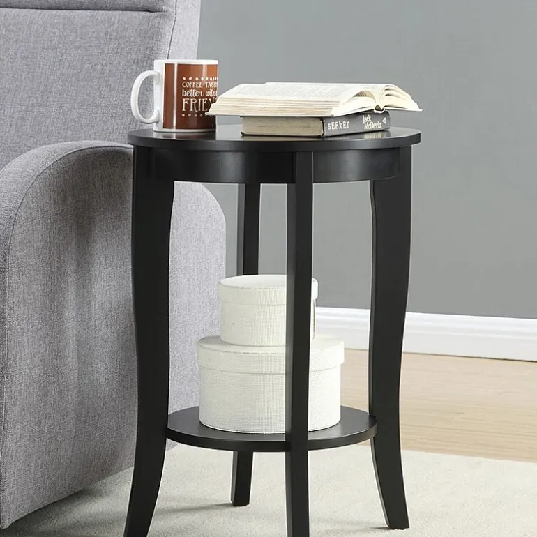 American Heritage Round End Table with Shelf