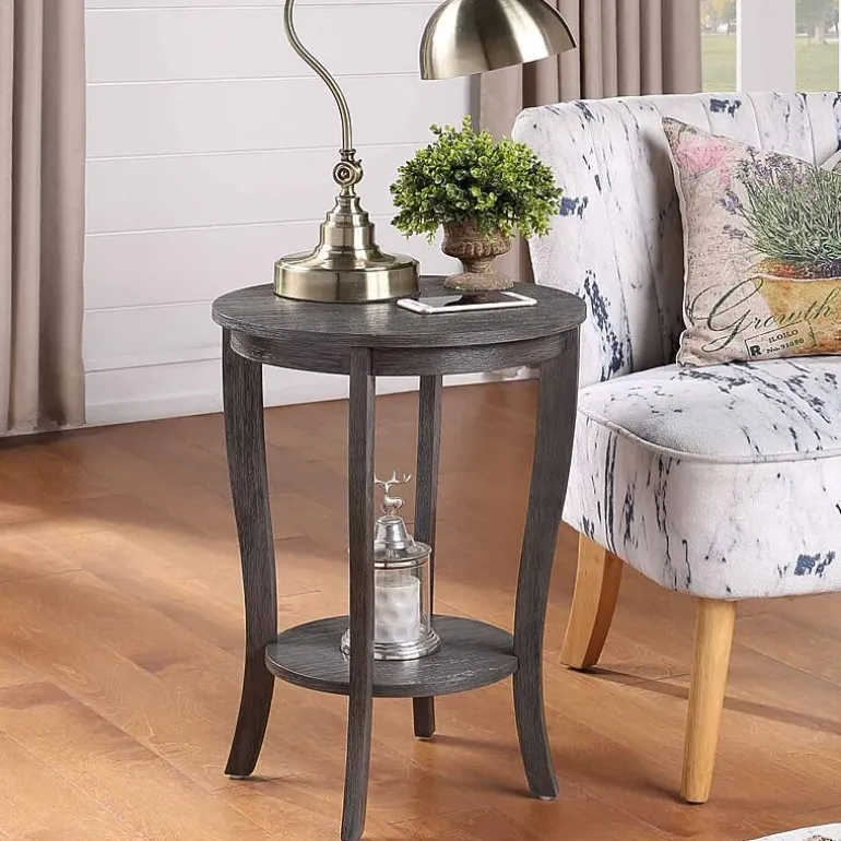 American Heritage Round End Table with Shelf