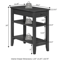 American Heritage 3-Tier End Table with Drawer
