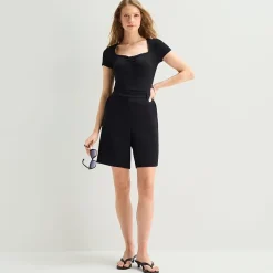 a.n.a Crepe Womens Mid Rise Pleated Short
