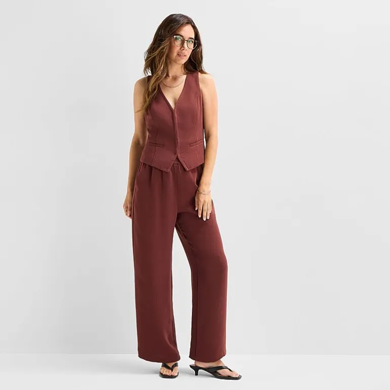 a.n.a Crepe Womens V Neck Sleeveless Vest