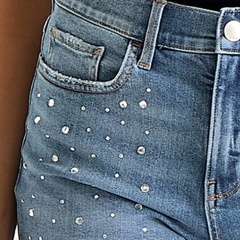 a.n.a Embellished Womens High Rise 5" Denim Short