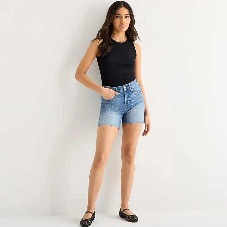 a.n.a Embellished Womens High Rise 5" Denim Short