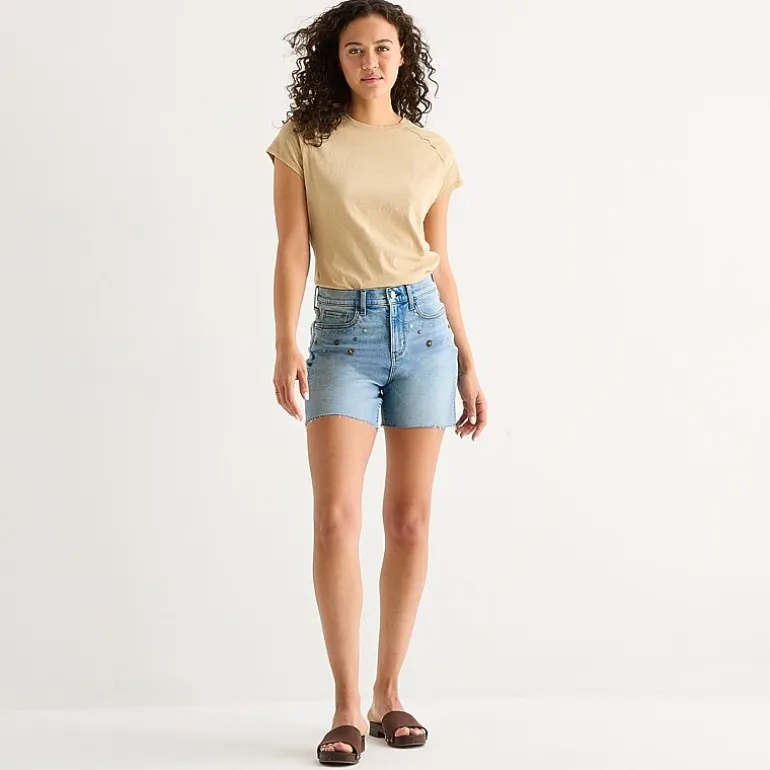 a.n.a Embellished Womens High Rise 5" Denim Short