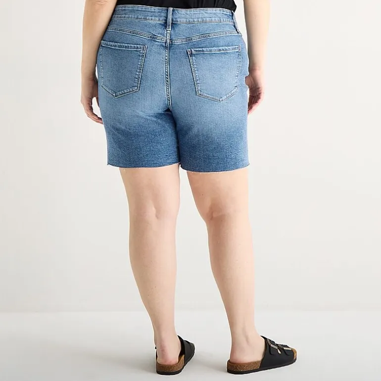 a.n.a Embellished Womens Plus High Rise 5" Denim Short