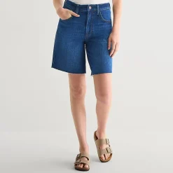 a.n.a Frayed Hem Womens 9" Mid Rise Bermuda Short