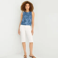 a.n.a Linen Womens Round Neck Sleeveless Blouse