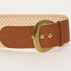 a.n.a Natural Woven Belt With Pu Buckle Womens Belt