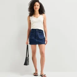 a.n.a Patch Pocket Womens Highest Rise Mini Denim Skirt