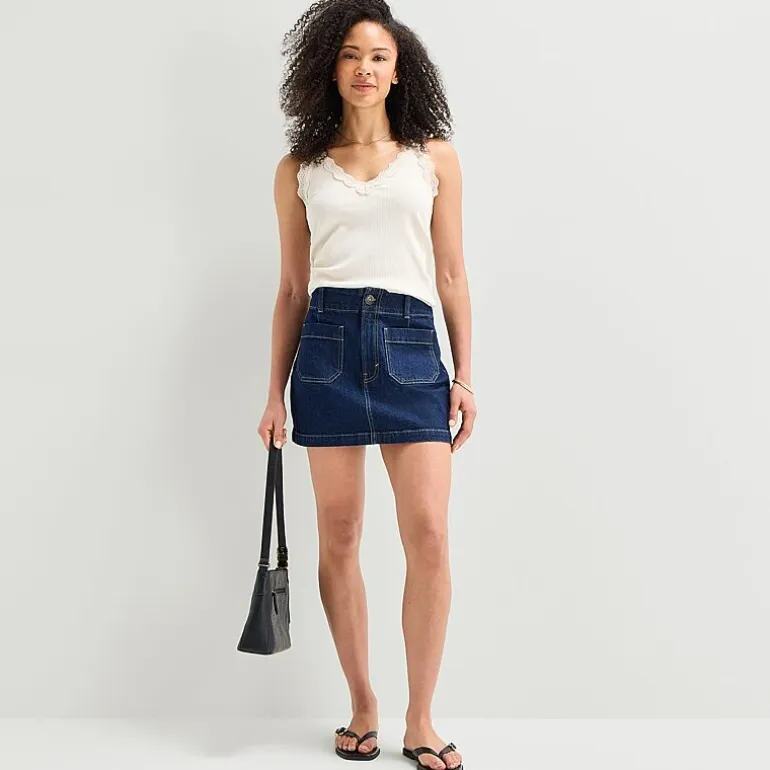 a.n.a Patch Pocket Womens Highest Rise Mini Denim Skirt