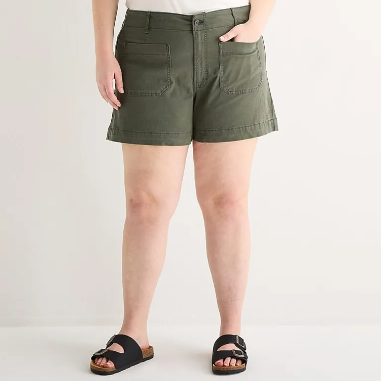 a.n.a Patch Pocket Womens Plus 4" Highest Rise Chino Short