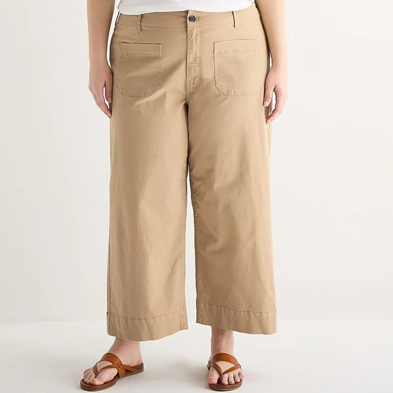 a.n.a Patch Pocket Womens Plus Wide Leg Highest Rise Cropped Pant