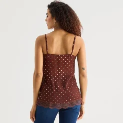 a.n.a Sheer Womens Sweetheart Neck Sleeveless Lace Trim Camisole