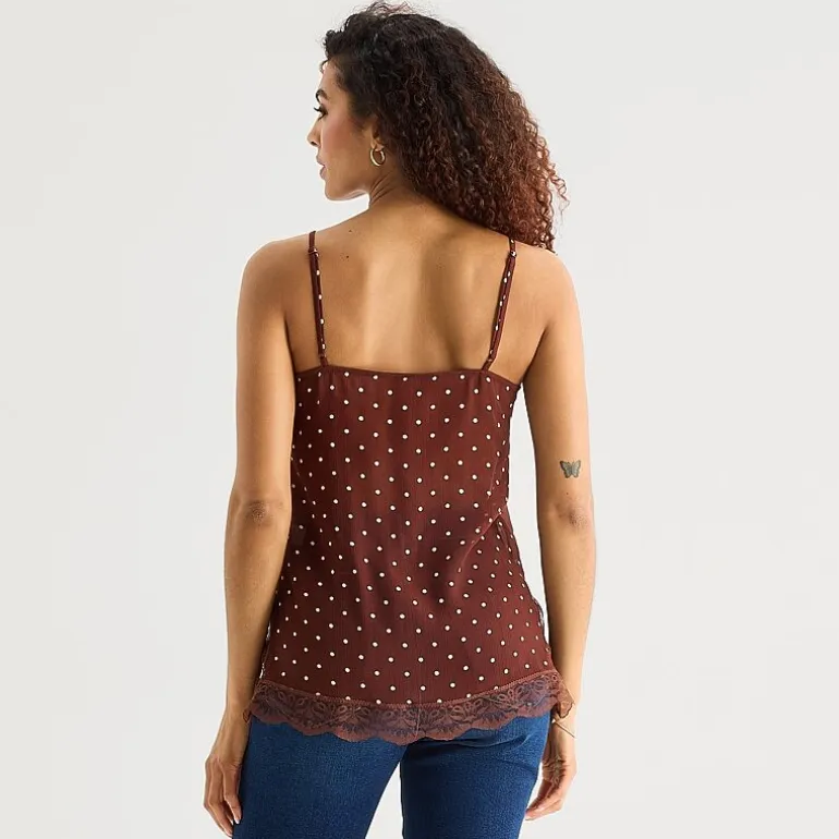 a.n.a Sheer Womens Sweetheart Neck Sleeveless Lace Trim Camisole