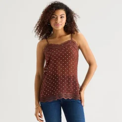 a.n.a Sheer Womens Sweetheart Neck Sleeveless Lace Trim Camisole