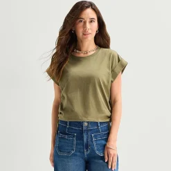 a.n.a Side Cinch Womens Crew Neck Short Sleeve T-Shirt