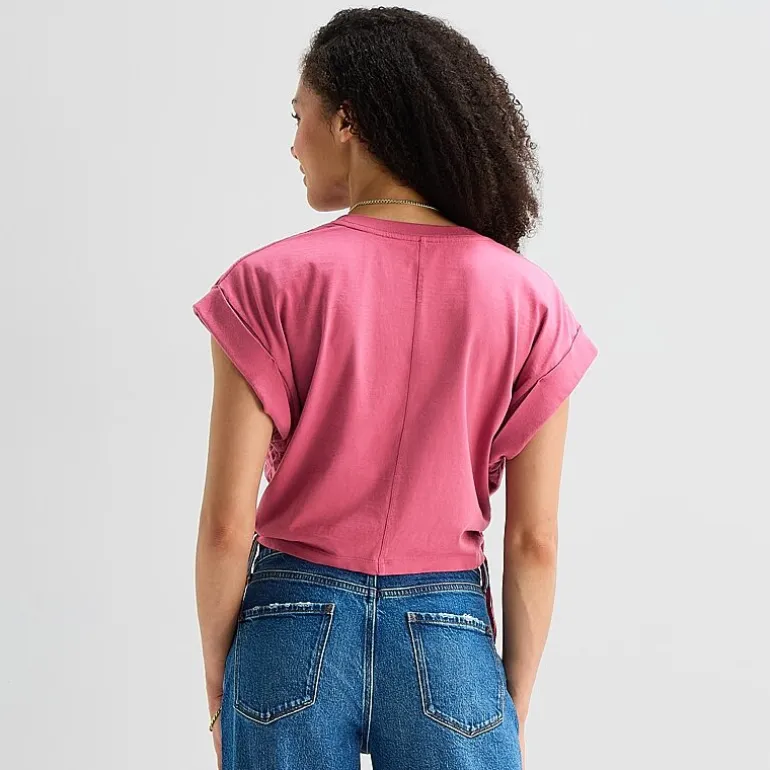 a.n.a Side Cinch Womens Crew Neck Short Sleeve T-Shirt