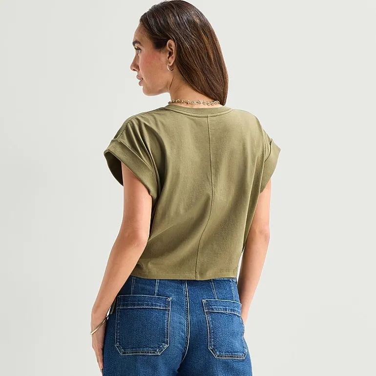 a.n.a Side Cinch Womens Crew Neck Short Sleeve T-Shirt