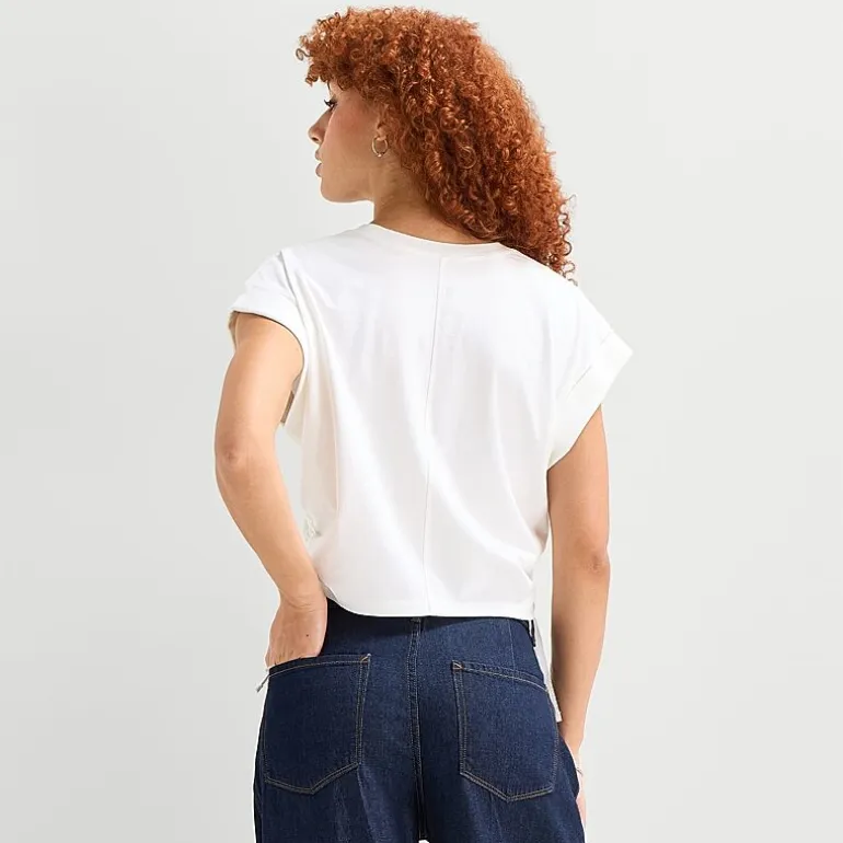 a.n.a Side Cinch Womens Crew Neck Short Sleeve T-Shirt