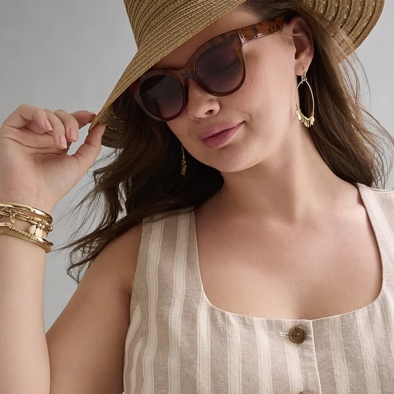 a.n.a Striped Womens Floppy Hat