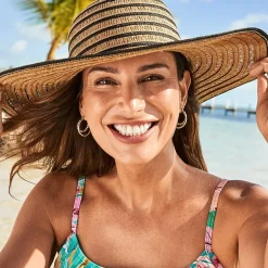 a.n.a Striped Womens Floppy Hat
