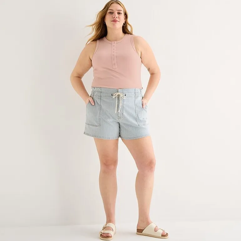 a.n.a Utility Womens Plus 5" Highest Rise Denim Short