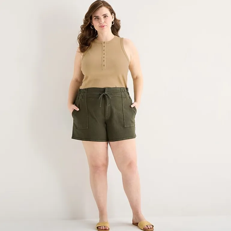 a.n.a Utility Womens Plus 5" Highest Rise Denim Short