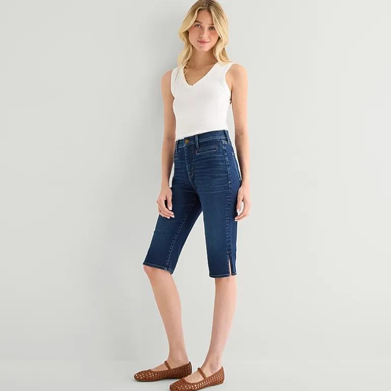 a.n.a Welt Pocket Womens High Rise Split Hem Cropped Jean