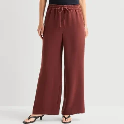 a.n.a Womens Crepe Wide Leg Mid Rise Pull-On Pant