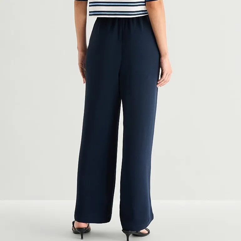 a.n.a Womens Crepe Wide Leg Mid Rise Pull-On Pant