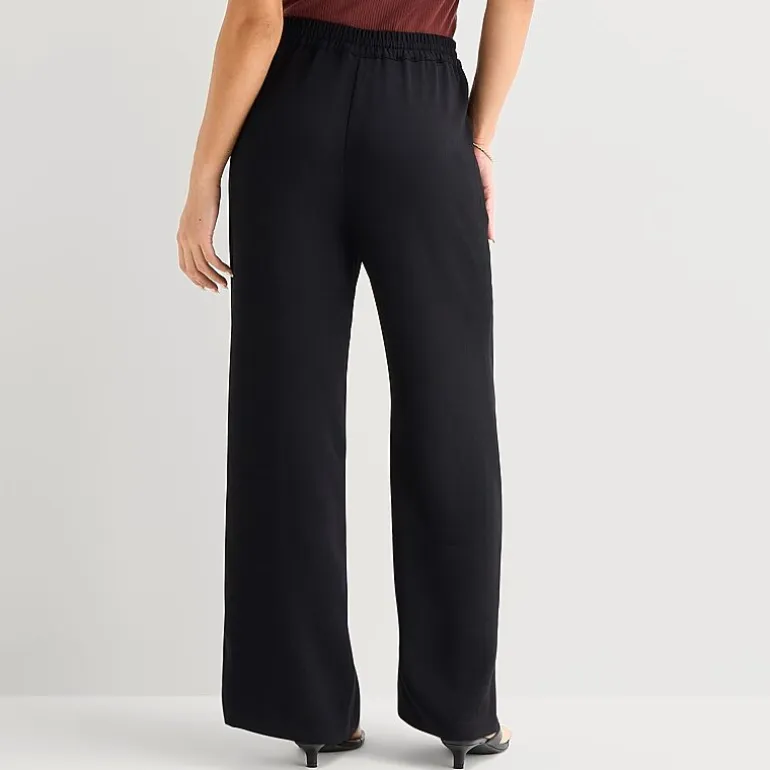 a.n.a Womens Crepe Wide Leg Mid Rise Pull-On Pant