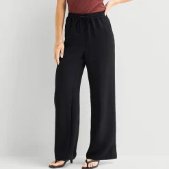 a.n.a Womens Crepe Wide Leg Mid Rise Pull-On Pant