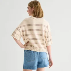 a.n.a Womens Crew Neck Short Sleeve Pullover Sweater