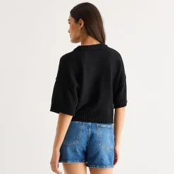a.n.a Womens Crew Neck Short Sleeve Pullover Sweater