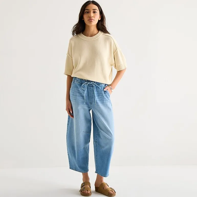 a.n.a Womens Crew Neck Short Sleeve Pullover Sweater