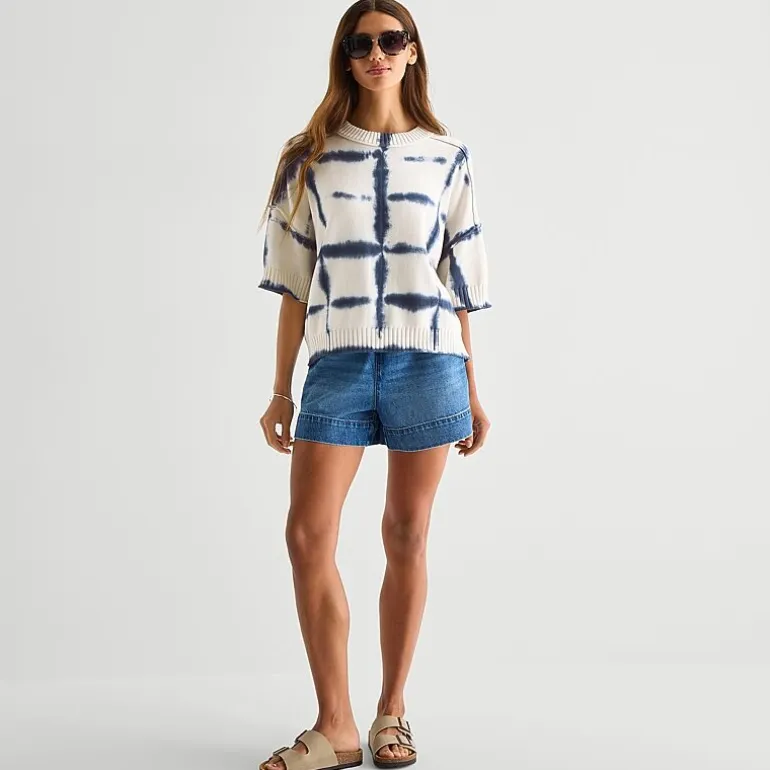 a.n.a Womens Crew Neck Short Sleeve Pullover Sweater