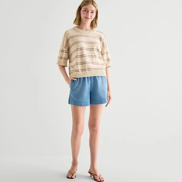 a.n.a Womens Crew Neck Short Sleeve Pullover Sweater
