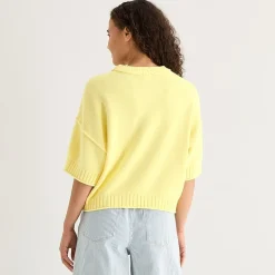 a.n.a Womens Crew Neck Short Sleeve Pullover Sweater