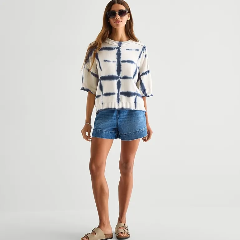 a.n.a Womens Crew Neck Short Sleeve Pullover Sweater