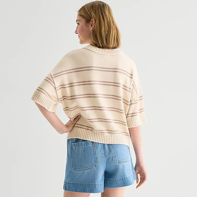 a.n.a Womens Crew Neck Short Sleeve Pullover Sweater