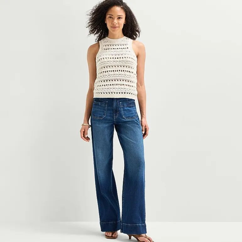 a.n.a Womens Crew Neck Sleeveless Pullover Sweater