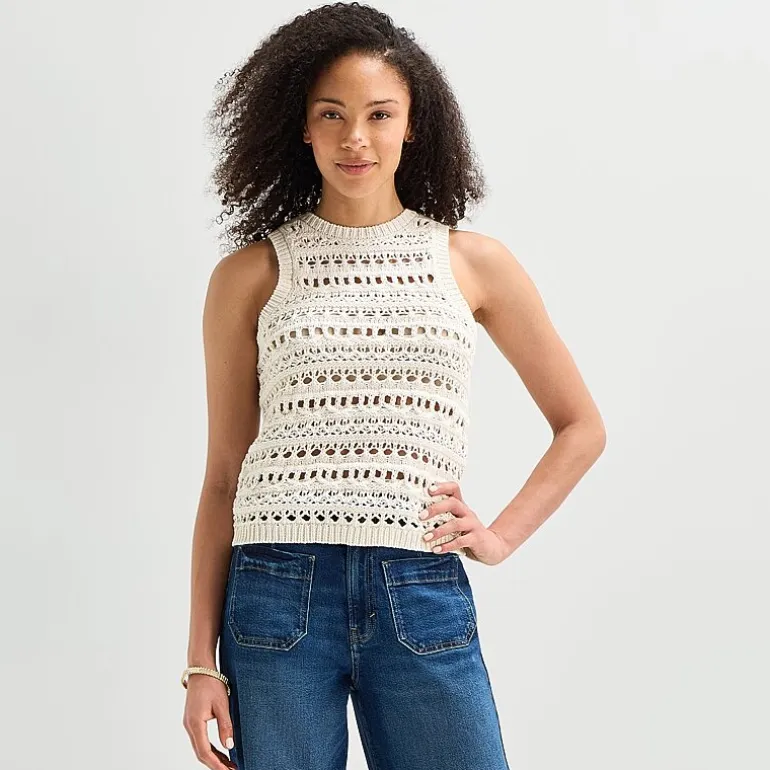 a.n.a Womens Crew Neck Sleeveless Pullover Sweater